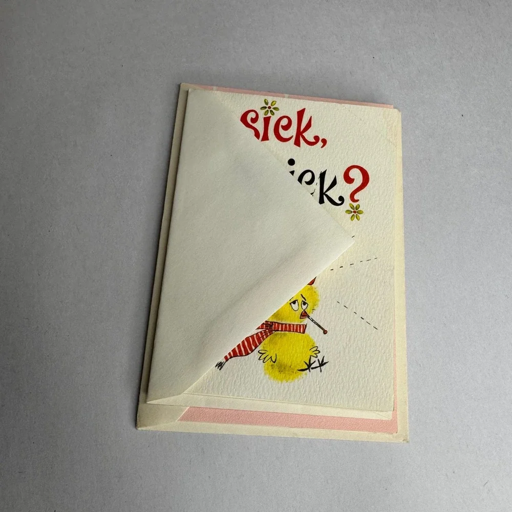 Vintage Hallmark Greeting Cards Anniversary Wedding Sick Chick Get Well Lot of 2
